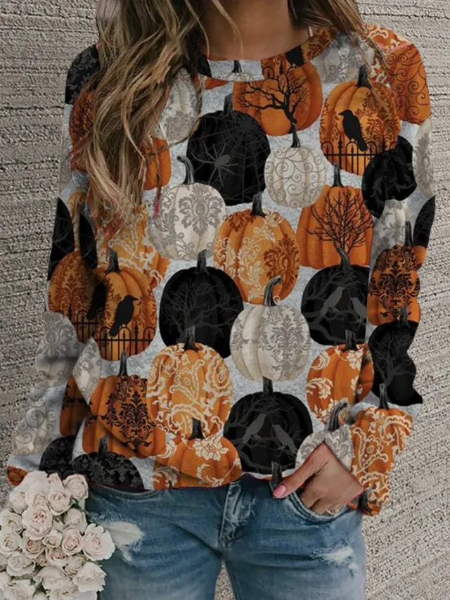 Women's Retro Casual Fashion Round Neck Sweater Figure 11 - Shop at LoveMi