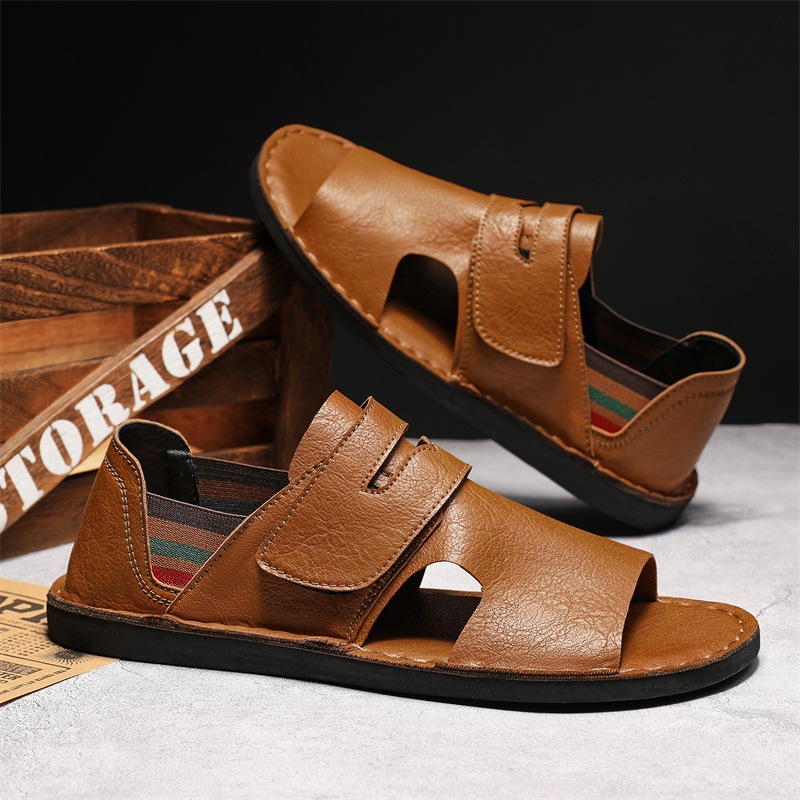 Men's Sandals Summer Leather Casual Perforated Shoes