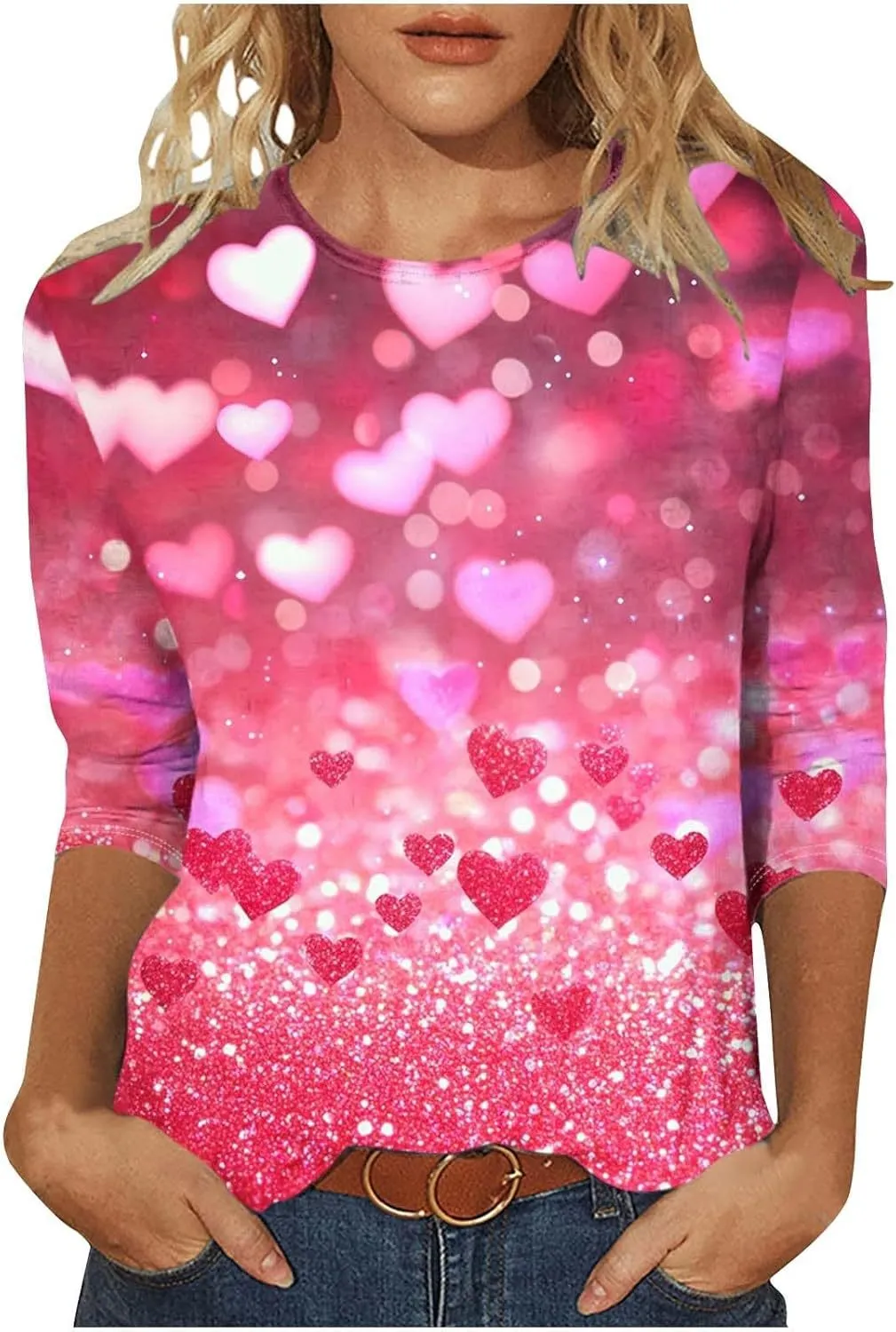 Digital Printed Three-quarter-length-sleeved T-shirt - Qfxnk05-L