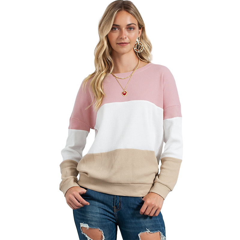 Fashion Contrast Color Pullover Women Pink - Shop at LoveMi