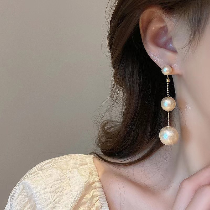 Long Fringed Pearl Earrings Female Niche