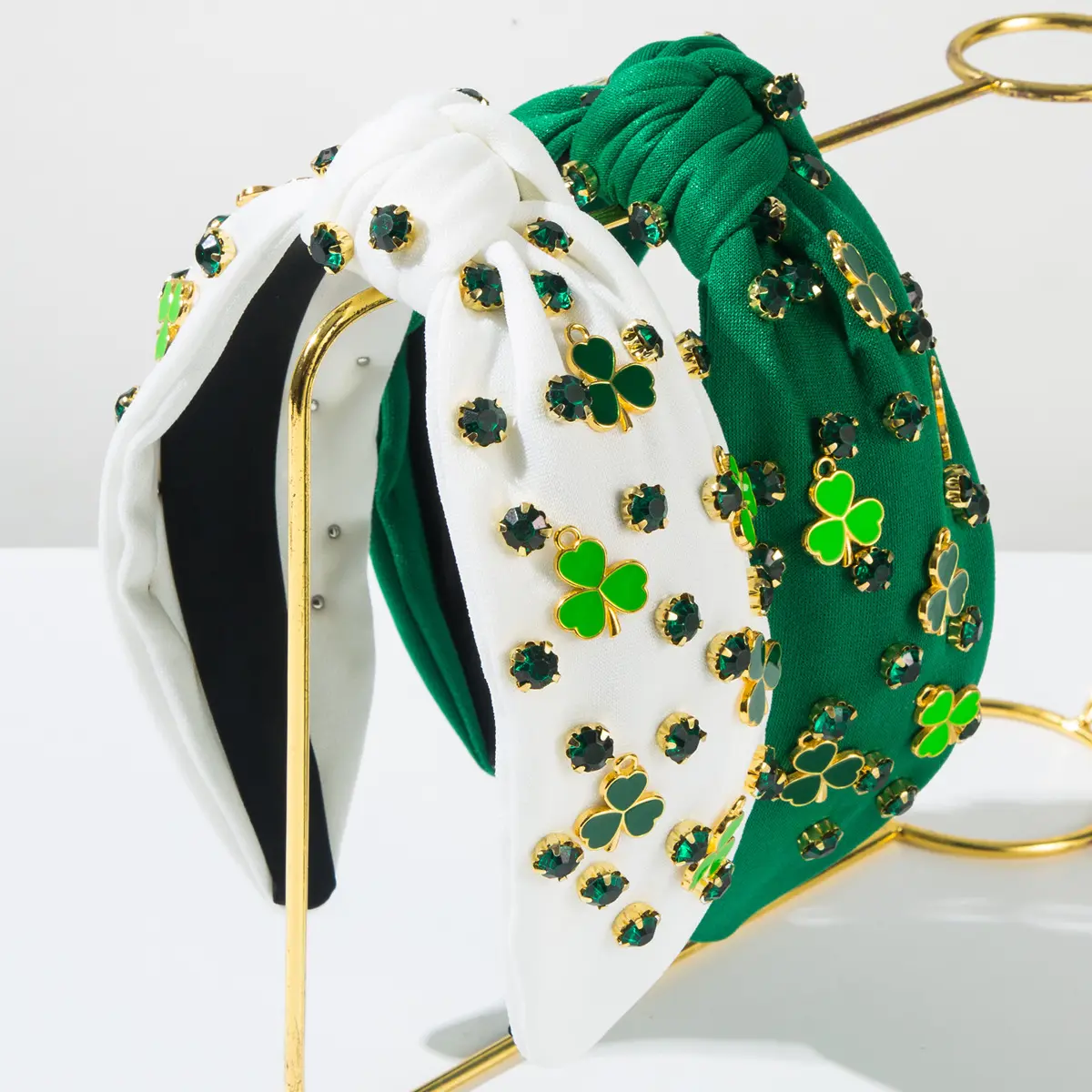 Rhinestone Green Clover Decoration Hair Accessories Hoop