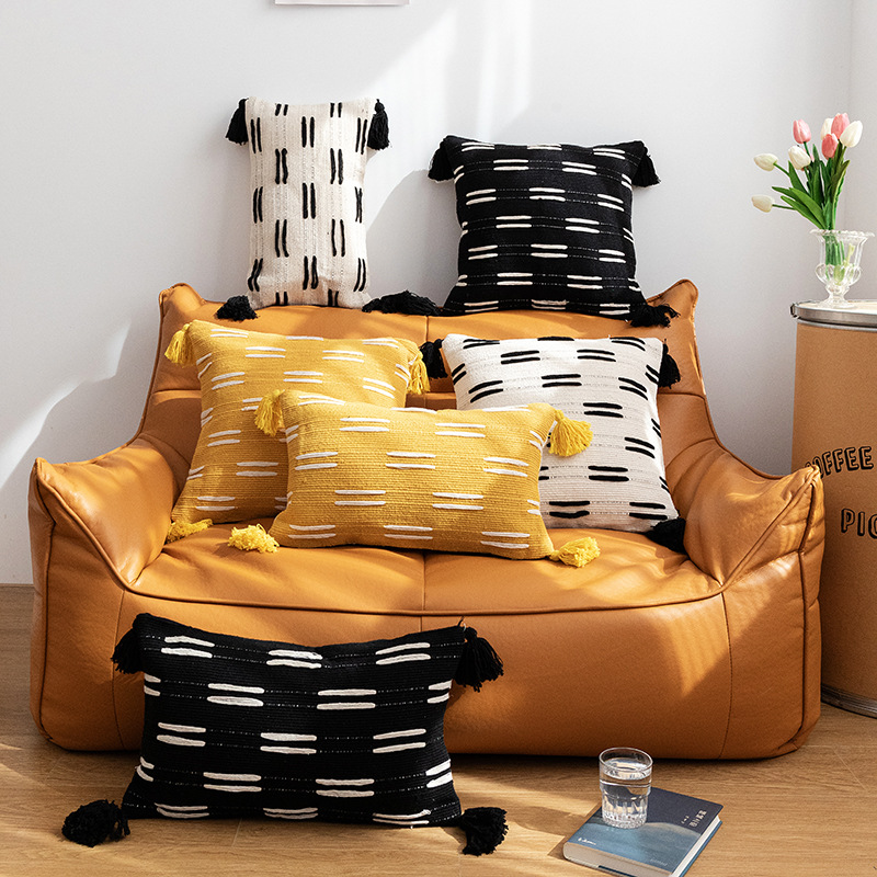 Bohemian Fringe Lines Pillow Cover
