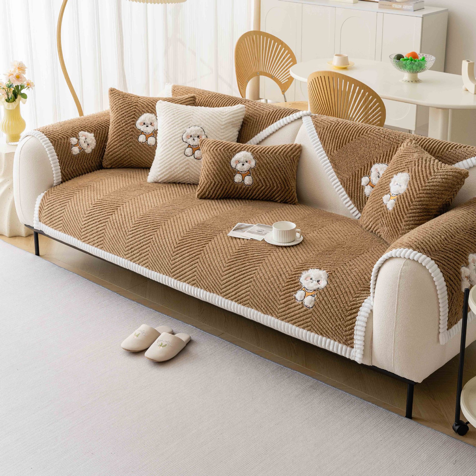 Cartoon Teddy Sofa Cushion Non-slip Cover Towel