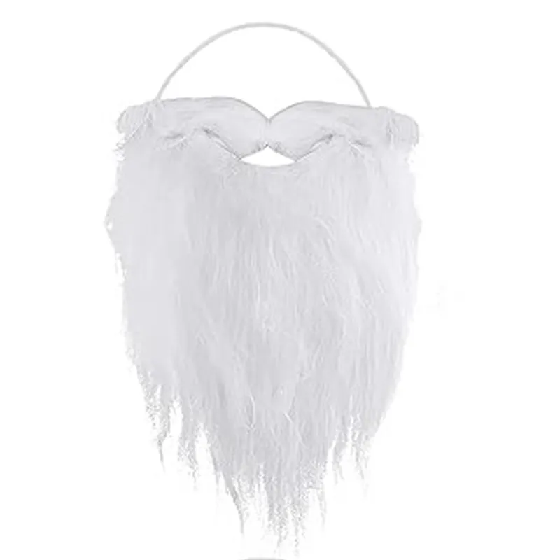 Santa Claus Handlebar Mustache White Fake Beard - Eight Character Beard