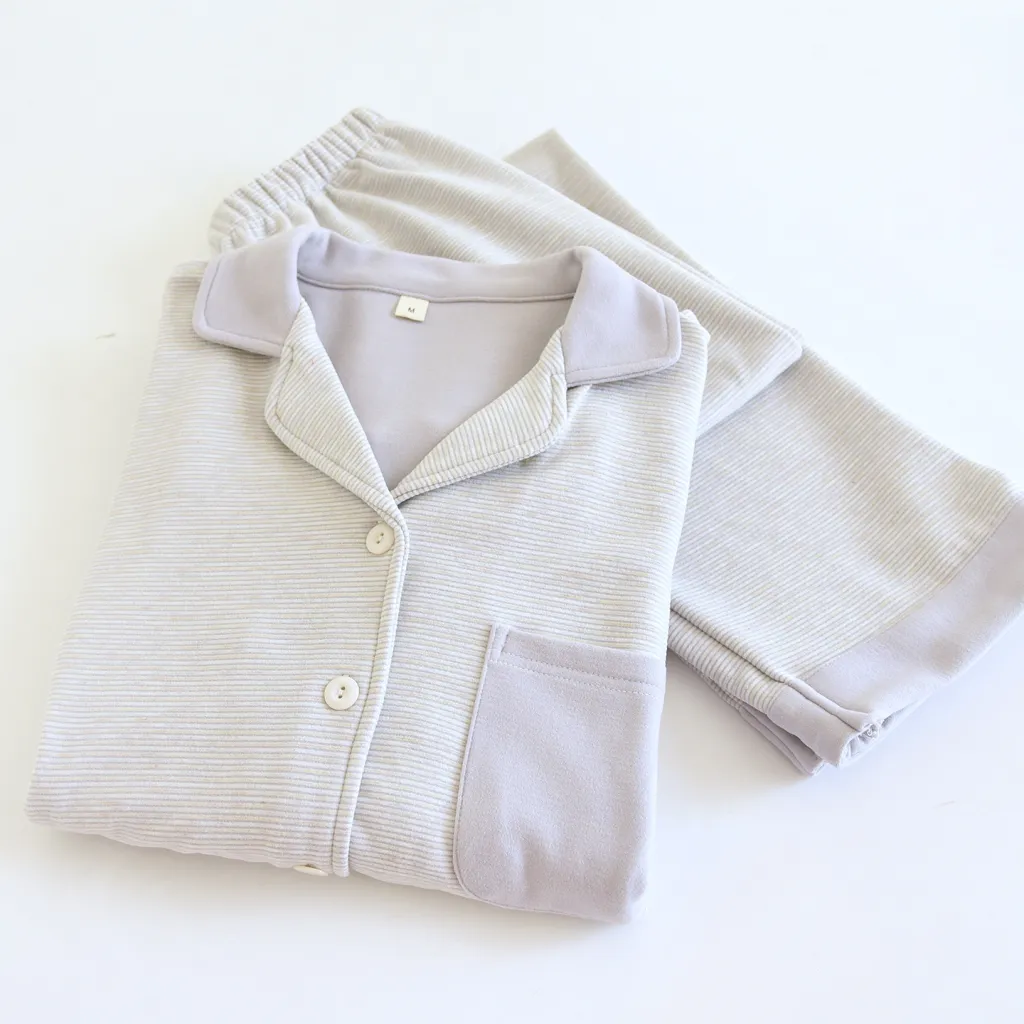 Simple Casual Loose Long-sleeve Pants Homewear Set - Light Pink