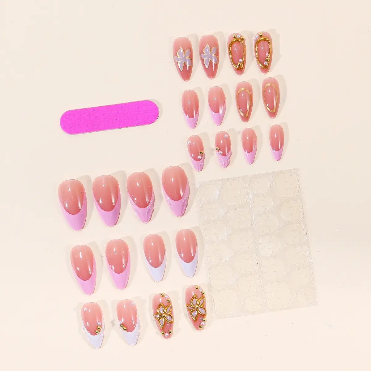 Three-dimensional Gold-carved Detachable Nails For Women