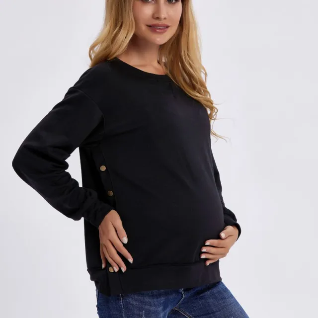 Autumn And Winter New Long Sleeve Maternity Clothing Loose Sweater Black - Shop at LoveMi