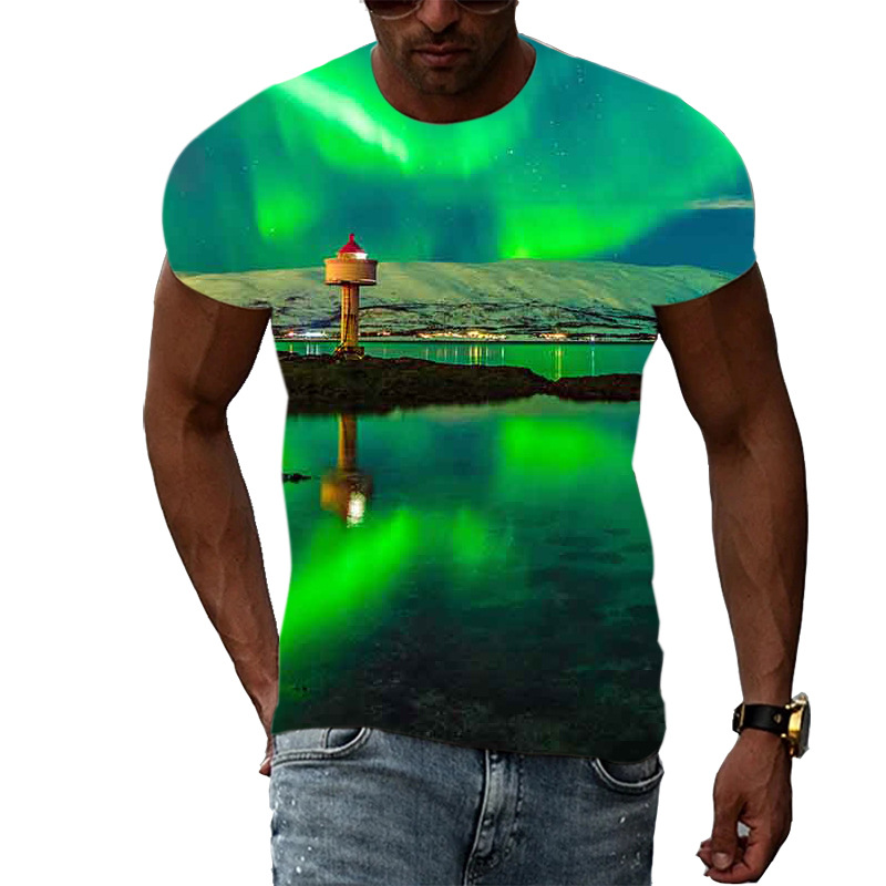 Title 8, T-shirt 3D à motif Aurora pour hommes, imprimé ...