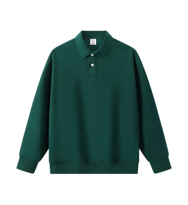 Loose Solid Color Couple Lapel Long Sleeve Mlb Dark Green - Shop at LoveMi