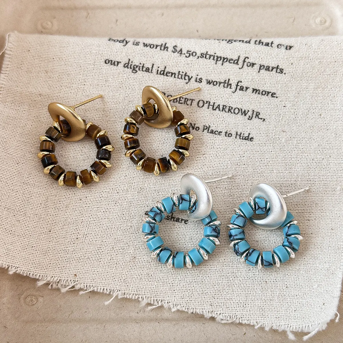 Cool-style Womens Minimalist Flat-bead Stud Earrings