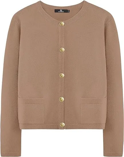 Women's Fashion Personalized Striped Knitted Jacket Khaki - Shop at LoveMi
