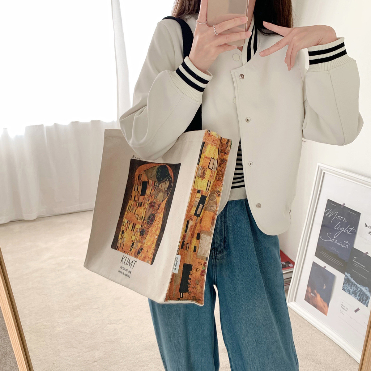 Oil Painting Large Capacity Canvas Tote Bag - Image 8