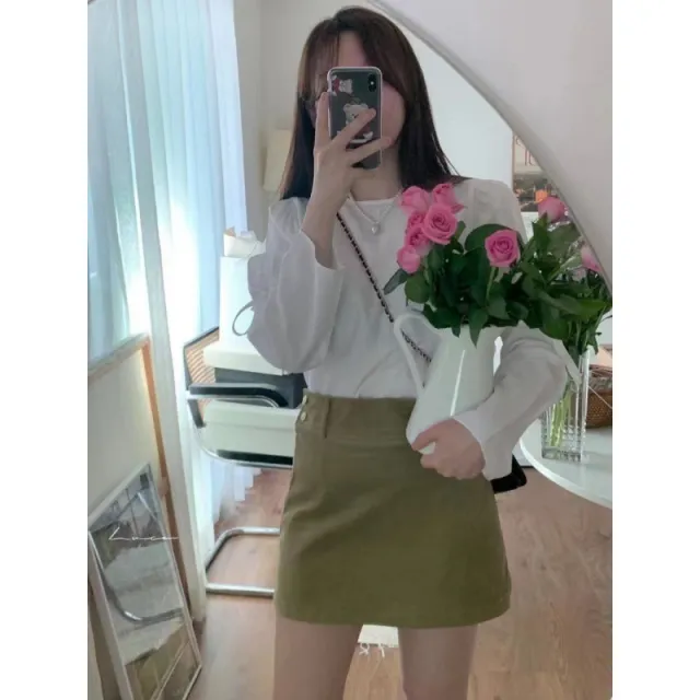 Lace up Solid Color Gentle And All match Round Neck Long Sleeve Shirt White - Shop at LoveMi