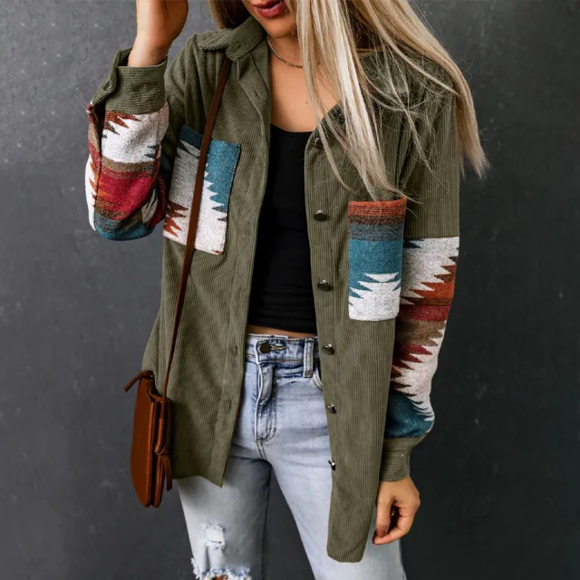Women's Corduroy Casual Cardigan Coat Green - Shop at LoveMi