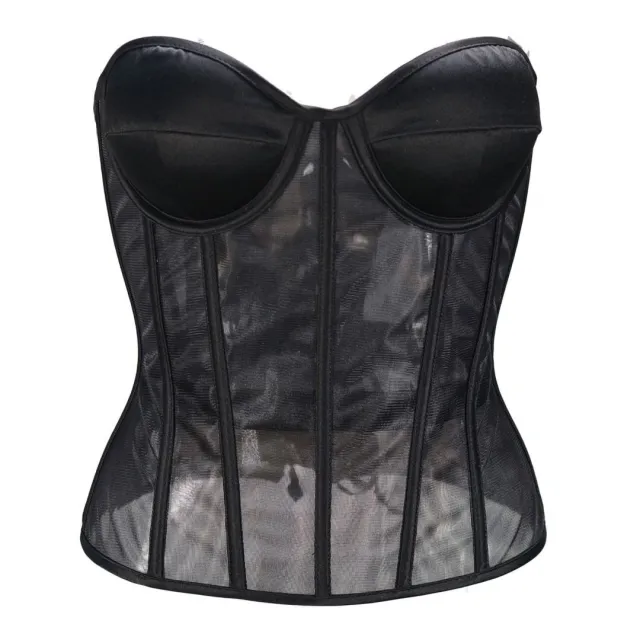 Mesh Wedding Dress Bottoming See through Corset Black - Shop at LoveMi
