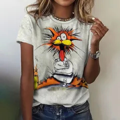 Printed Animal Casual Short-sleeved Top Female - C01W23Ssdm43Sl00085-Xl - View 1