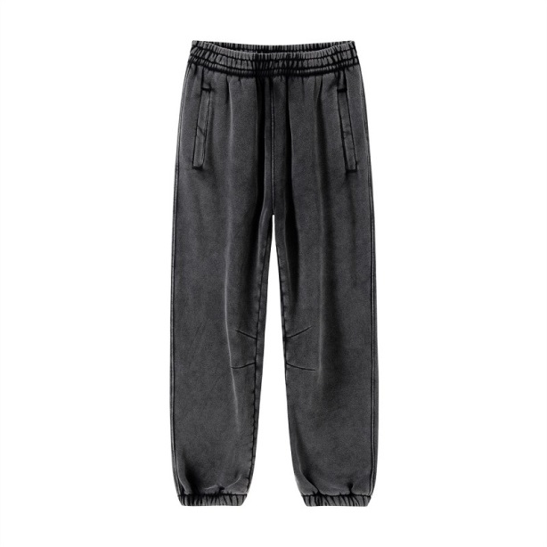 High Street American Retro Washed Distressed Batik Fleece Ankle-tied Casual Sweatpants Male