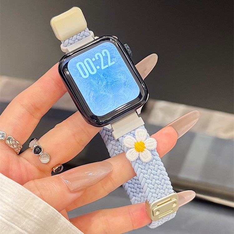 Fashionable Floral Woven Nylon Magnetic Watch Strap 5