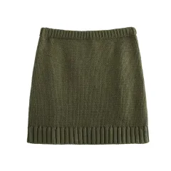 New Fashionable Golden Decorated Row Button Knitted Coat Mini Skirt - Skirt - View 1