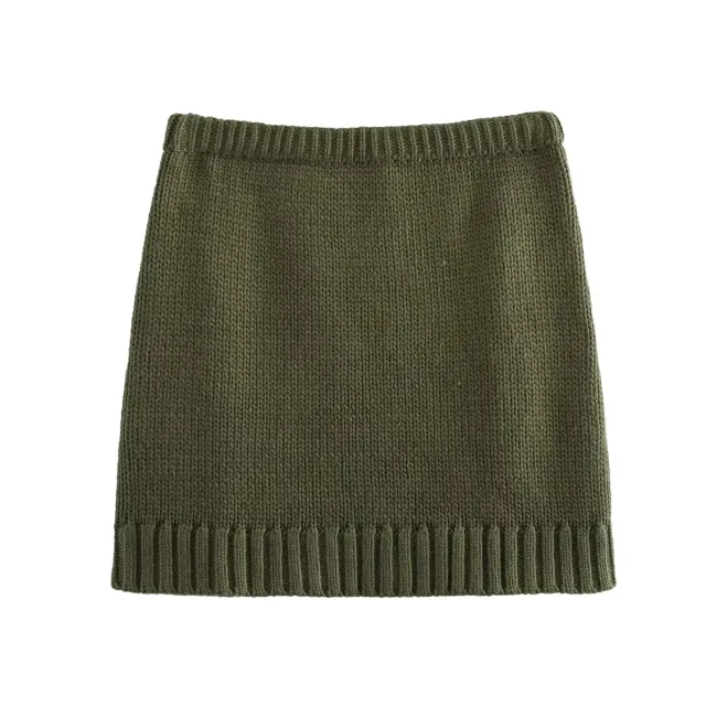 New Fashionable Golden Decorated Row Button Knitted Coat Mini Skirt Skirt - Shop at LoveMi