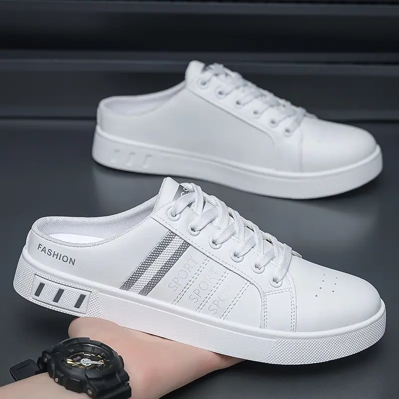 Summer Men's Casual Breathable Semi Slipper White Shoes