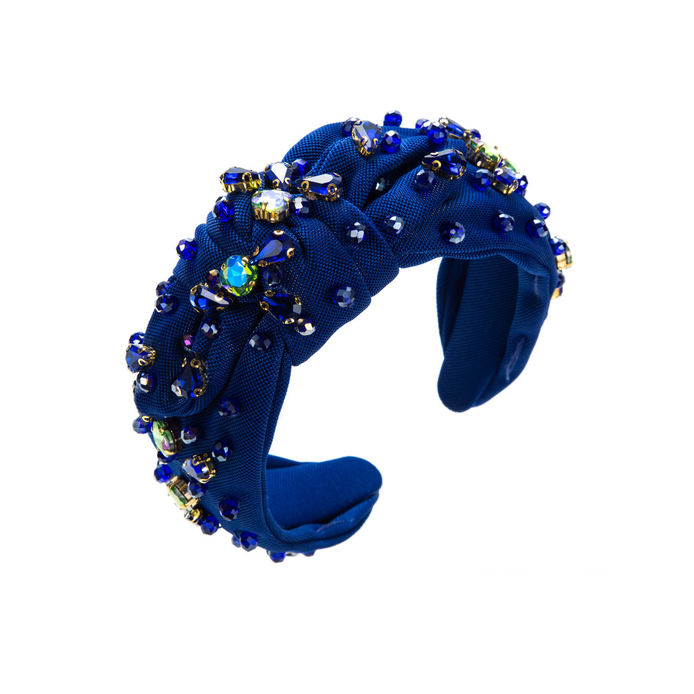 Fashionable All match Diamond embedded High grade Headband Elegant Wide brimmed Knotted Blue - Shop at LoveMi