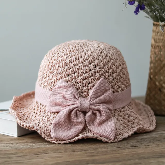 Retro Summer Bow Dome Outdoor Travel Beach Hat Pink - Shop at LoveMi