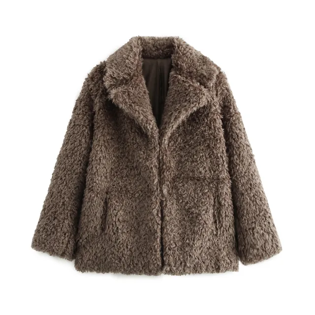 European And American Style Women's Clothing 25 Winter New Fashion Fur Warm Coat Brown - Shop at LoveMi