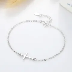 Sterling Silver Simple Cross S925 Sterling Silver Bracelet Sterling Silver Jewellery - 925 Silver - View 1