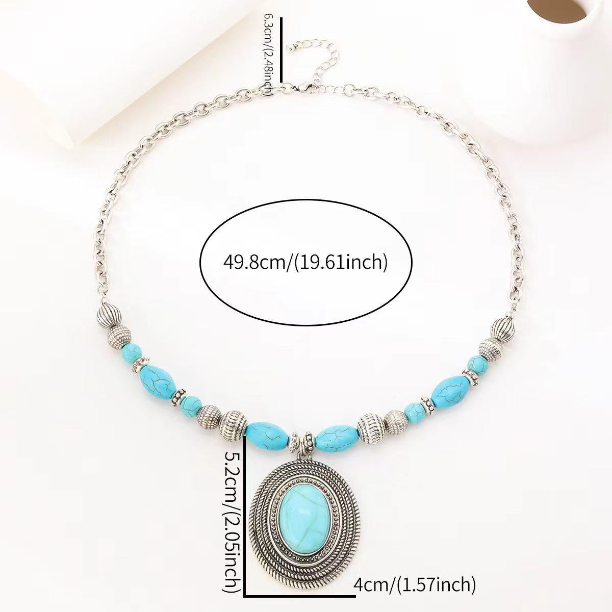 Vintage Turquoise Bead Necklace In Bohemian Style