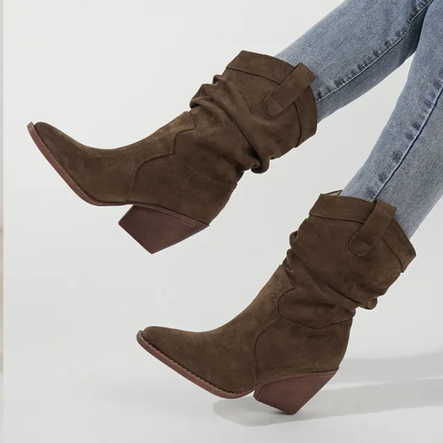 Thick Heel Brown High Heels Women's Ankle Boots Brown - Shop at LoveMi
