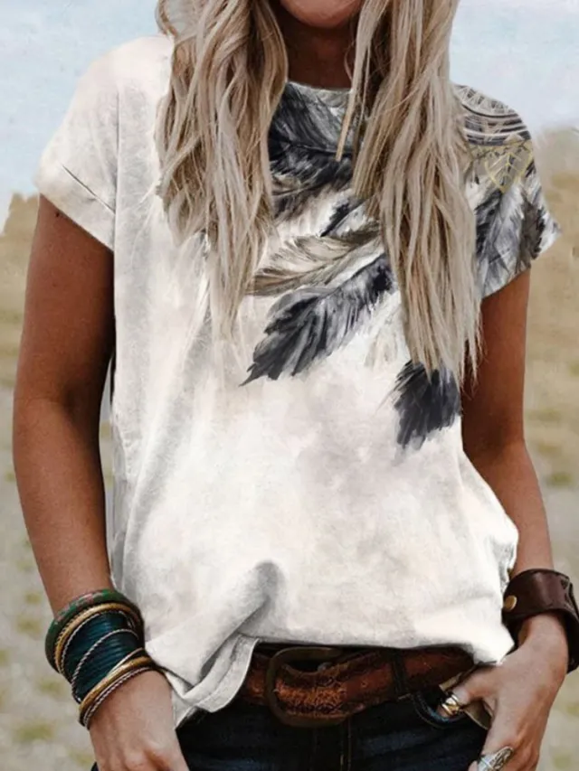 Ethnic Style Graphic Print Crew Neck T shirt 1 Pattern 4Xl - Shop at LoveMi