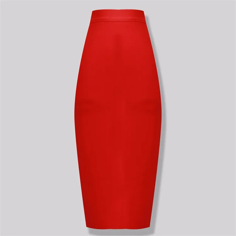 Mid-length Bandage Skirt Fashionable Elegant High Waist Elastic Hip One-step Skirt - Red