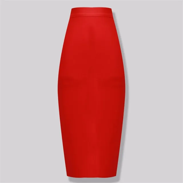 Mid length Bandage Skirt Fashionable Elegant High Waist Elastic Hip One step Skirt Red - Shop at LoveMi