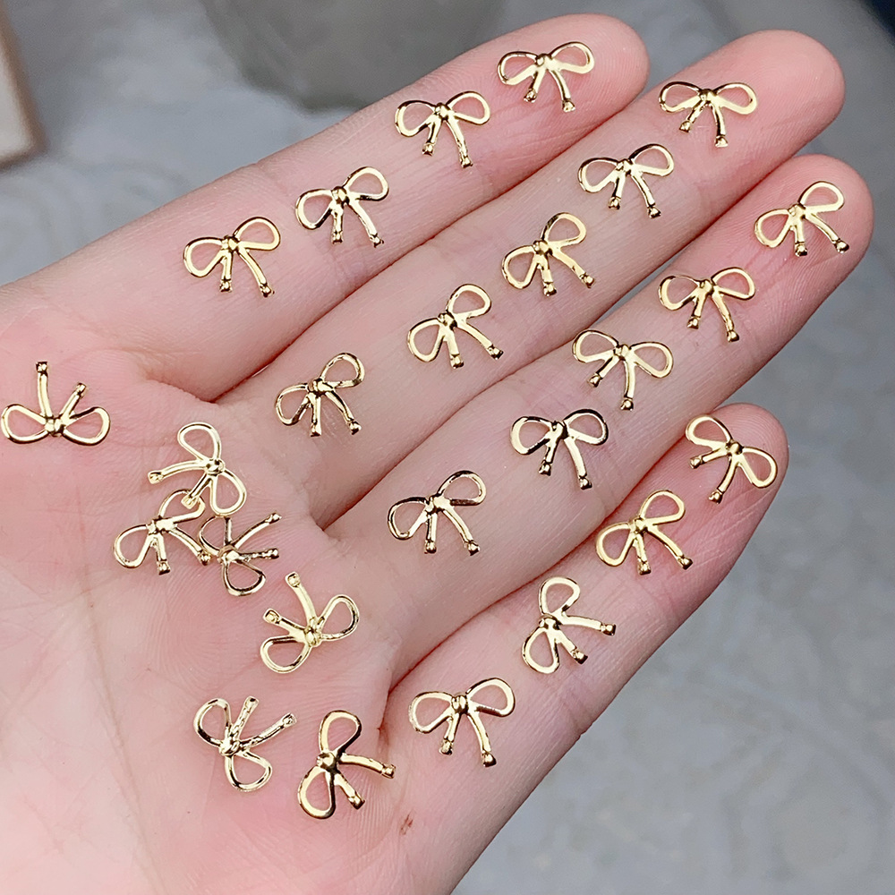 Alloy Bow Nail Ornament Light Luxury Advanced Bow Gold And Silver Nail Accessories 3