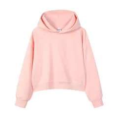 Women's Cotton Composite Cropped Hoodie - Pink - View 1