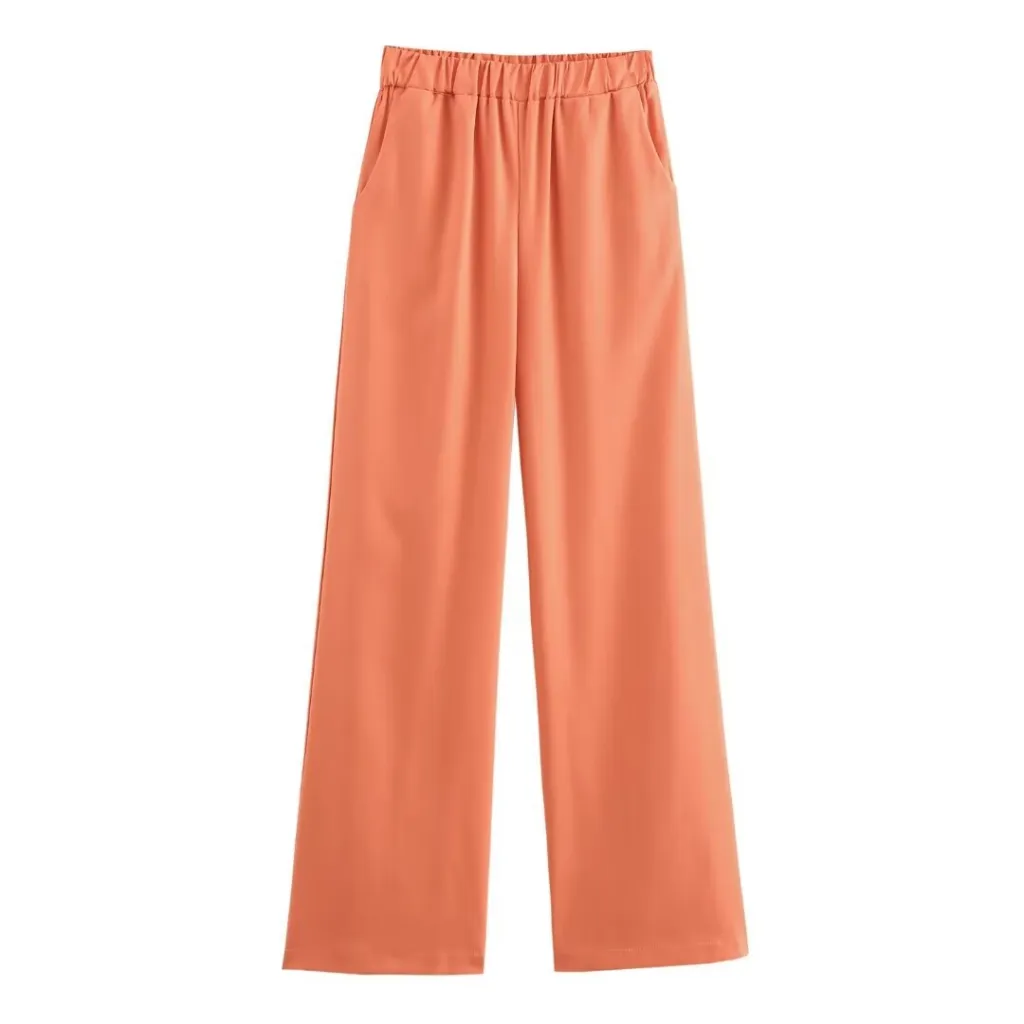 Classic Style Cotton And Linen Halterneck Vest Suit Women's Summer High-grade Trousers - Orange Pants
