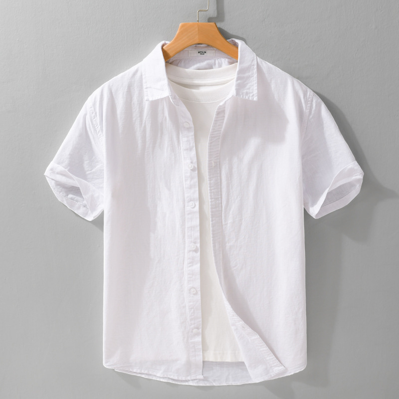 Summer Mens Clothing Simple Versatile Short-sleeve Shirt