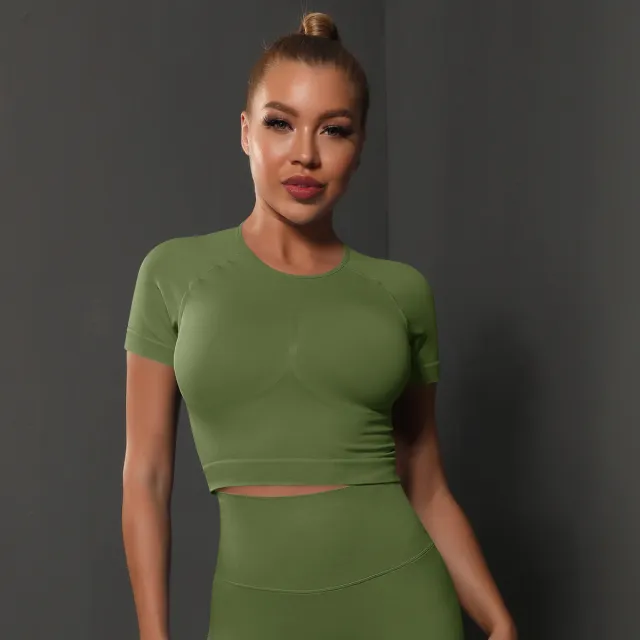 European And American Seamless Knitted Solid Color Chest Top Sports Green - Shop at LoveMi