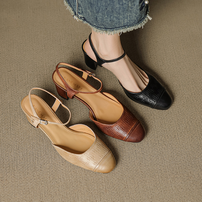 Leather Peep-Toe Slingback Heels, picture 2 of 5