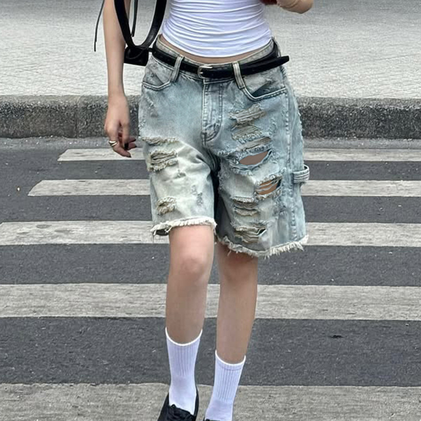 Casual Slim-fit Capri Denim Shorts