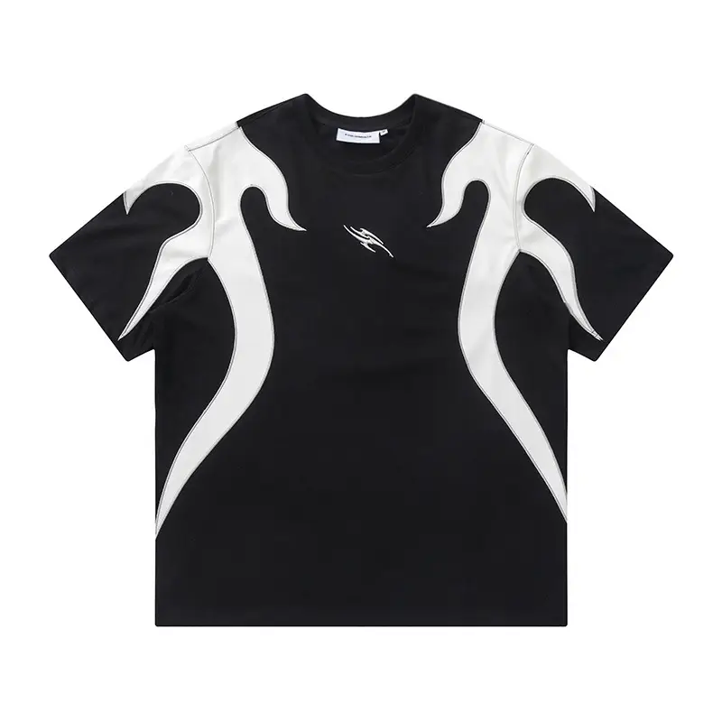 Men's Digital Print Creative Contrasting Color Flame Short-Sleeve T-Shirt