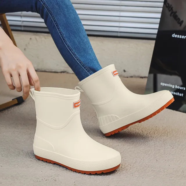 Mid calf Women's Stylish Water Shoes Outdoor Non slip Adult Rain Boots Brown - Shop at LoveMi