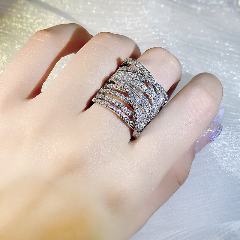Inlaid Fine Brick Exaggerated Creative Ring