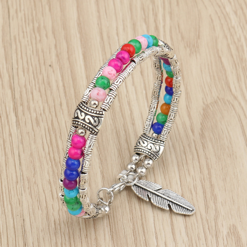 Fashion Alloy Turquoise Feather Bracelet
