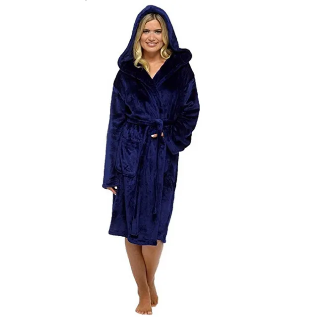 Women's Long Bathrobe With Belt Blue - Shop at LoveMi