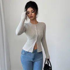 Elegant Style Sweater Base Shirt T-shirt Women's Clothing - Pink Apricot - View 1
