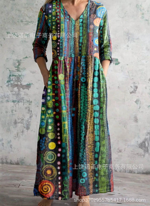 Womens Loose-fitting Fashionable Printed Dress