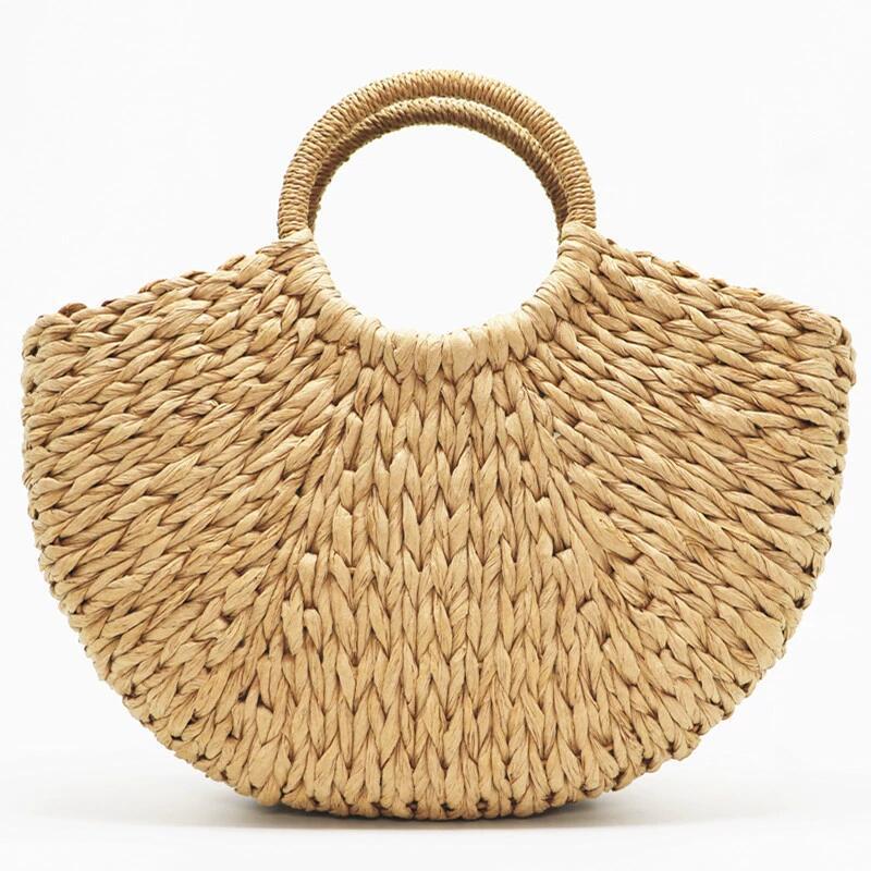 Straw Hand-woven Tote Bag With Dual Straps